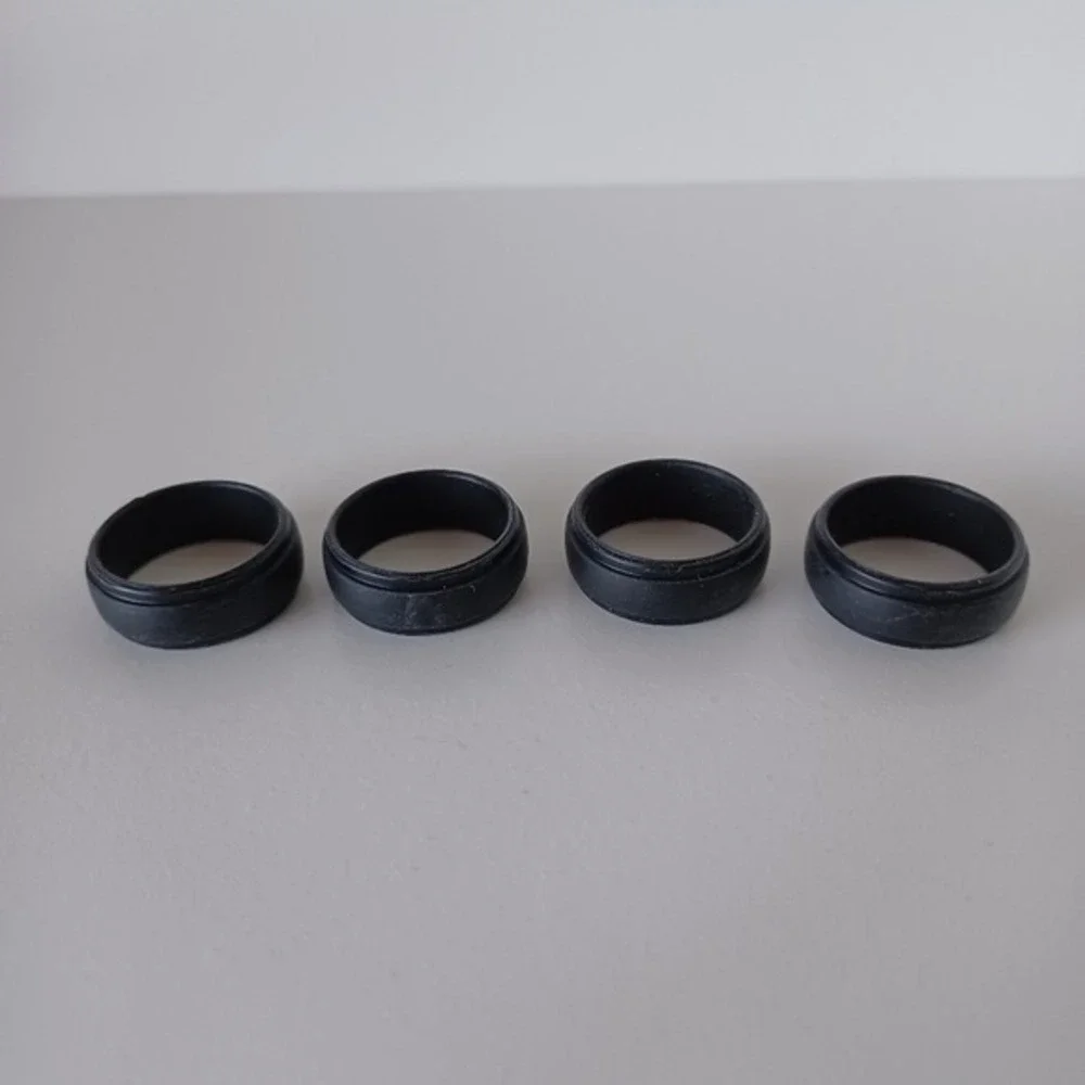 Four Men's Silicone Black Rubber‎ Wedding Rings Accessories Jewelry